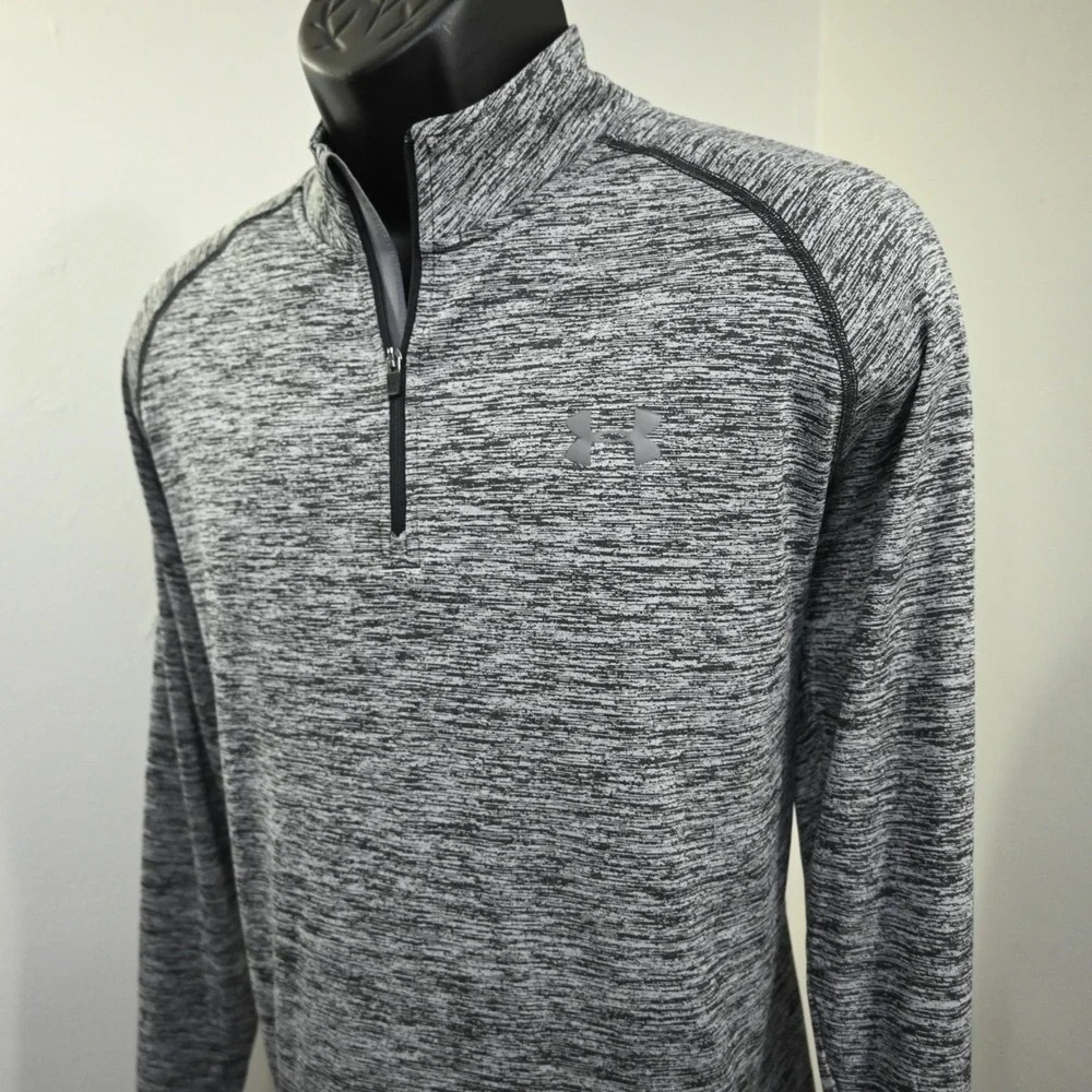 Under Armour 1/4 Zip Golf Jacket Mens Large Gray HeatGear Loose Pullover Stretch